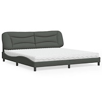 vidaXL Säng med madrass mörkgrå 200x200 cm tyg
