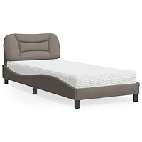 vidaXL Säng med madrass taupe 90x200 cm tyg