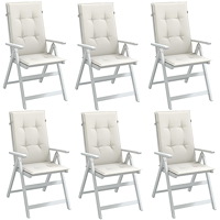 vidaXL Stolsdynor högt ryggstöd 6 st melerad gräddvit 120x50x4 cm tyg