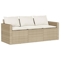 vidaXL Soffgrupp för trädgården med dynor 6 delar beige konstrotting