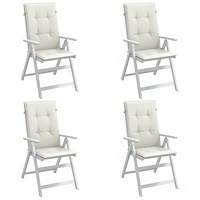vidaXL Stolsdynor högt ryggstöd 4 st melerad gräddvit 120x50x4 cm tyg