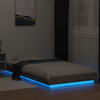 vidaXL Sängram med LEDs betonggrå 90x200 cm konstruerad trä