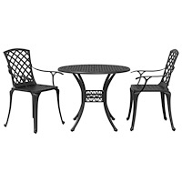 vidaXL Caféset 3 delar gjuten aluminium svart