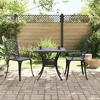 vidaXL Caféset 3 delar gjuten aluminium svart