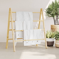 vidaXL Dubbel handduksstege med 4 stegpinnar 90x50x100 cm bambu