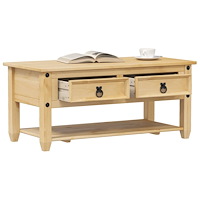 vidaXL Soffbord med lådor Corona 100x48x45 cm massivt trä