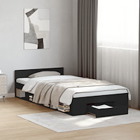 vidaXL Sängram med låda svart 75x190 cm konstruerad trä