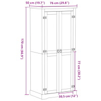 vidaXL Garderob Corona 76x50x170 cm massiv furu