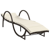 vidaXL Solsängar 2 st med bord brun konstrotting