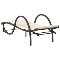 vidaXL Solsängar 2 st med bord brun konstrotting
