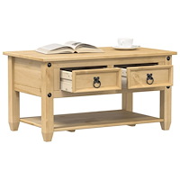 vidaXL Soffbord med lådor Corona 85x50x45 cm massivt trä