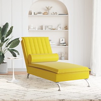 vidaXL Massageschäslong med bolster gul sammet