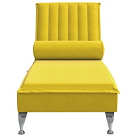 vidaXL Massageschäslong med bolster gul sammet