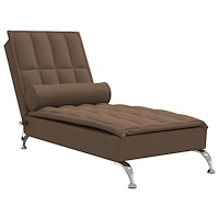 vidaXL Massageschäslong med bolster brun tyg