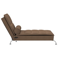 vidaXL Massageschäslong med bolster brun tyg