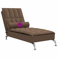 vidaXL Massageschäslong med bolster brun tyg