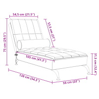 vidaXL Massageschäslong med bolster brun tyg