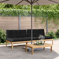 vidaXL Pallsoffor mittensektion 2 st med dynor massivt akaciaträ