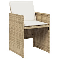 vidaXL Matgrupp för trädgården med dynor 7 delar beige konstrotting