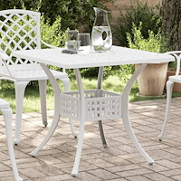 vidaXL Trädgårdsbord vit 80x80x75 cm gjuten aluminium