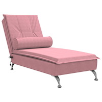 vidaXL Massageschäslong med bolster rosa sammet
