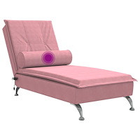 vidaXL Massageschäslong med bolster rosa sammet