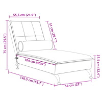 vidaXL Massageschäslong med bolster rosa sammet