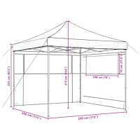 vidaXL Pop-Up hopfällbart partytält med 2 sidoväggar terrakotta