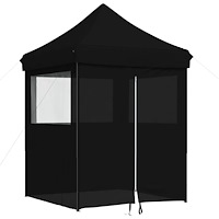 vidaXL Pop-Up hopfällbart partytält med 4 sidoväggar svart