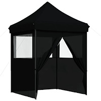 vidaXL Pop-Up hopfällbart partytält med 4 sidoväggar svart