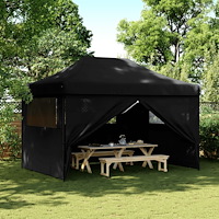 vidaXL Pop-Up hopfällbart partytält med 4 sidoväggar svart