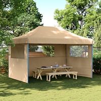 vidaXL Pop-Up hopfällbart partytält med 3 sidoväggar beige