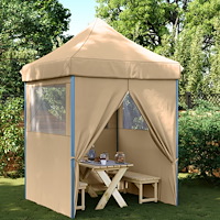 vidaXL Pop-Up hopfällbart partytält med 4 sidoväggar beige