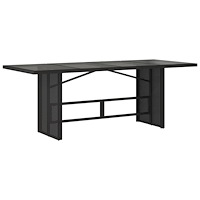 vidaXL Trädgårdsbord med glasskiva svart 190x80x75 cm konstrotting