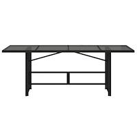 vidaXL Trädgårdsbord med glasskiva svart 190x80x75 cm konstrotting