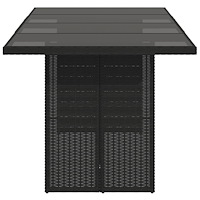 vidaXL Trädgårdsbord med glasskiva svart 190x80x75 cm konstrotting