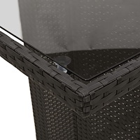 vidaXL Trädgårdsbord med glasskiva svart 190x80x75 cm konstrotting