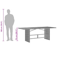 vidaXL Trädgårdsbord med glasskiva svart 190x80x75 cm konstrotting