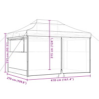 vidaXL Pop-Up hopfällbart partytält med 4 sidoväggar brun