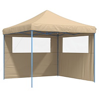 vidaXL Pop-Up hopfällbart partytält med 2 sidoväggar beige