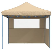 vidaXL Pop-Up hopfällbart partytält med 2 sidoväggar beige