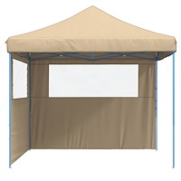 vidaXL Pop-Up hopfällbart partytält med 2 sidoväggar beige