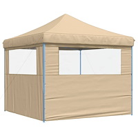vidaXL Pop-Up hopfällbart partytält med 2 sidoväggar beige