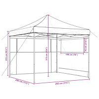 vidaXL Pop-Up hopfällbart partytält med 2 sidoväggar beige