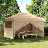 vidaXL Pop-Up hopfällbart partytält med 4 sidoväggar beige