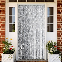 vidaXL Insektsgardin grå och svart och vit 118x220 cm chenille