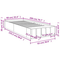 vidaXL Sängram betonggrå 90x200 cm konstruerad trä