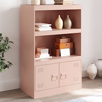 vidaXL Skänk rosa 67x39x107 cm stål