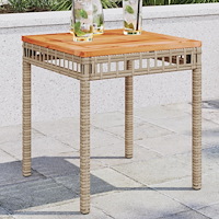 vidaXL Trädgårdsbord beige mix 38x38x42 cm konstrotting akaciaträ