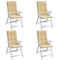 vidaXL Stolsdynor högt ryggstöd 4 st melerad beige 120x50x4 cm tyg